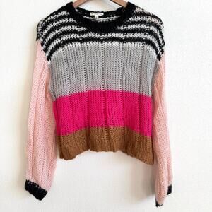 Tucker + Tate Pink Colorblock Striped Mohair Knit Sweater Girls 10-12